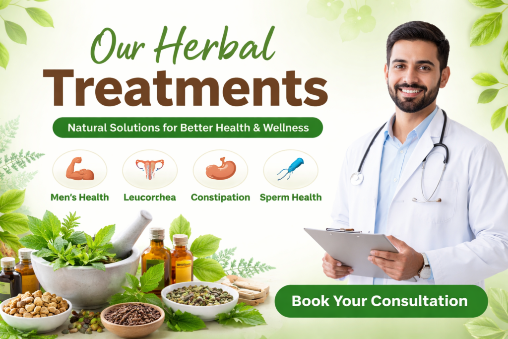 Dr Herbal Clinic herbal treatments for men’s health, leucorrhea, constipation, and sperm health natural herbal solutions in Pakistan