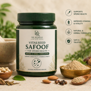 Vitalseed Safoof herbal powder for sperm health with natural ingredients and premium packaging